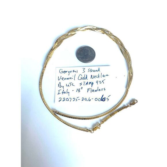 Vermeil Gold 3 Strand 18” Necklace - Picture 4 of 8